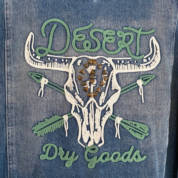 Double D Ranch PLUS Boho Western Desert Dry Goods Embroidered Jean Jacket Sz 1X - Picture 9 of 12